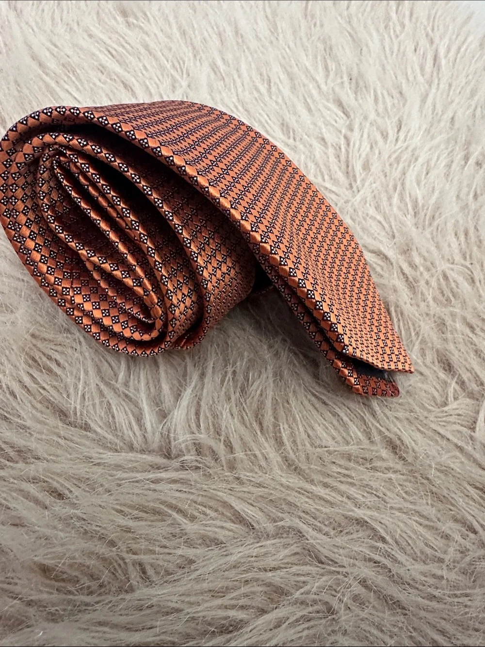 Men's Orange Geometric Silk Tie - Ermenegildo Zegna